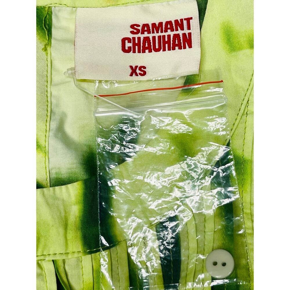 Anthropologie Samant Chauhan Emillia Ruffle Tie-Dye Blouse Size XS Green Boho - Picture 7 of 13
